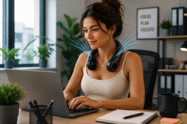 Jeune femme portant VANKOR Breeze au bureau